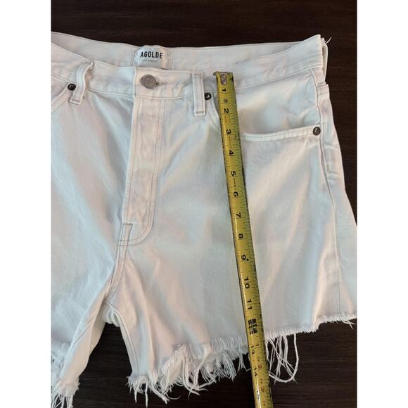 AGOLDE Parker Long Shorts Womens 30 White High Rise Cutoff Frayed Hem Denim - Picture 5 of 7